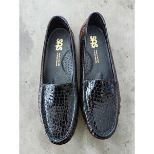 SAS Simplify Croc Loafer Black Croc Embossed Womens Size 7.5 Comfort Slip On USA